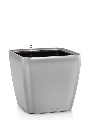 Кашпо Lechuza Quadro LS 28 серебристый металлик