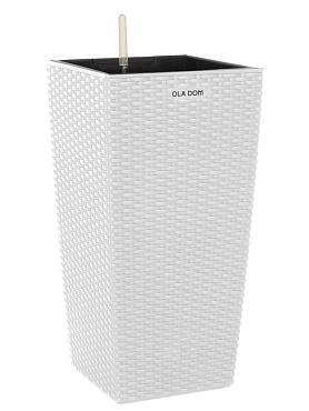 Кашпо Ola Dom Cubis Rattan (белый)