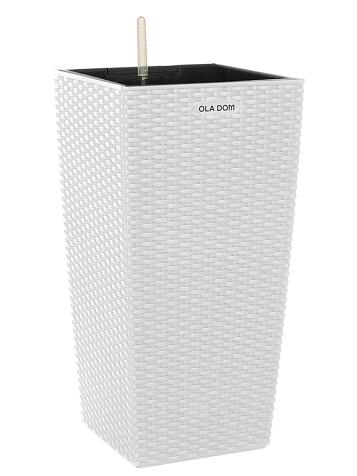 Кашпо Ola Dom Cubis Rattan 40 (31л) белый