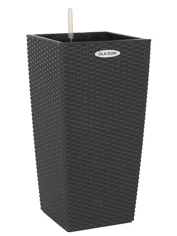 Кашпо Ola Dom Cubis Rattan 40 (31л) антрацитовый