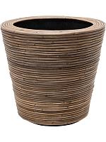 Кашпо Drypot rattan stripe round grey D38.5 H36 см