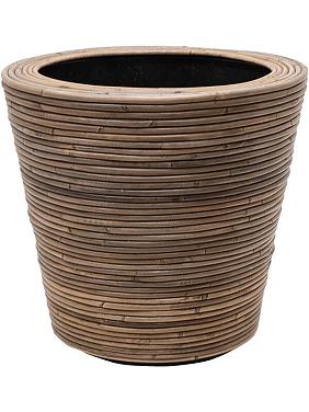 Кашпо Drypot rattan stripe round grey Кашпо Drypot rattan stripe round grey