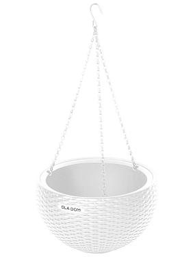 Кашпо подвесное Ola Dom Bowl Rattan 34 (5л) белый