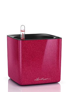 Кашпо Lechuza Cube Glossy Kiss (вишневый лакированный)