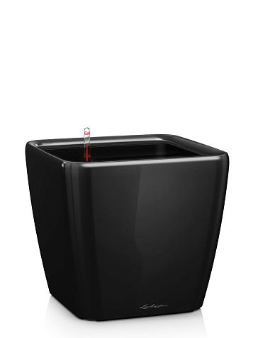 Кашпо Lechuza Quadro LS 28 черный лакированный