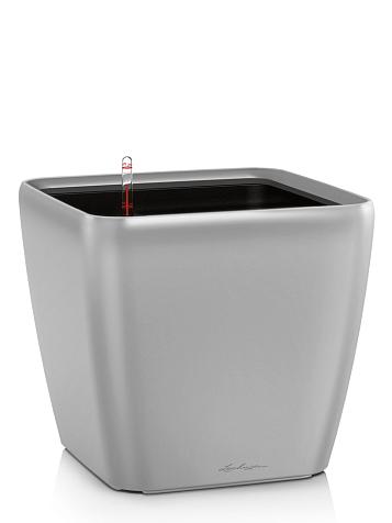 Кашпо Lechuza Quadro LS 43 серебристый металлик