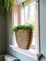 Кашпо Capi nature rib planter oval black gold L59 W14 H34 см