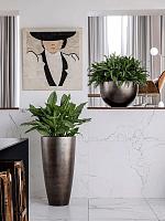 Кашпо Baq metallic silver leaf bowl matt coffee D45 H27 см Кашпо Baq metallic silver leaf bowl matt coffee D45 H27 см