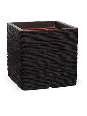 Кашпо Capi nature rib nl planter square black Кашпо Capi nature rib nl planter square black