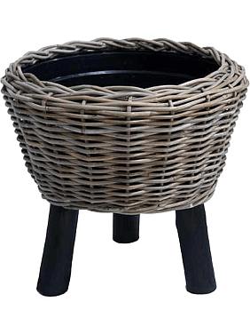Кашпо Drypot rattan round with black feet Кашпо Drypot rattan round with black feet