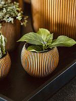 Кашпо Capi nature groove vase ball black gold D12 H10 см