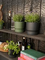 Кашпо с поддоном Greenville round living black D16 H15 см