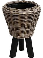 Кашпо Drypot rattan round with black feet D33 H45 см Кашпо Drypot rattan round with black feet D33 H45 см