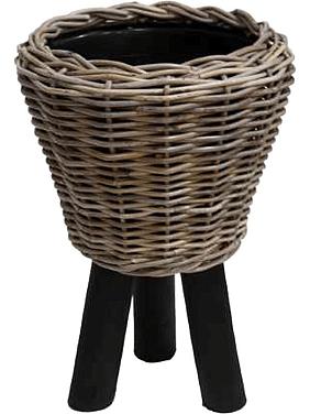 Кашпо Drypot rattan round with black feet Кашпо Drypot rattan round with black feet