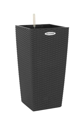 Кашпо Ola Dom Cubis Rattan 30 (14л) антрацитовый