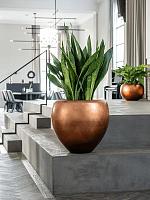 Кашпо Baq metallic silver leaf couple matt copper (с техническим горшком) D50 H45 см