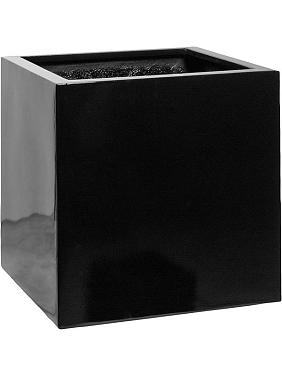 Кашпо Fiberstone block m glossy black