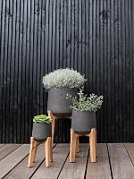 Кашпо Rough with feet high patt xl black washed D23 H43 см