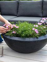 Кашпо Capi arc granite bowl low black D92 H36 см