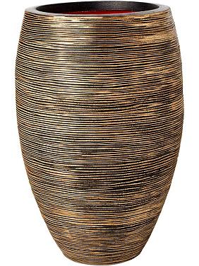 Кашпо Capi nature rib nl vase elegant deluxe black gold Кашпо Capi nature rib nl vase elegant deluxe black gold