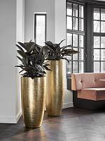 Кашпо Baq metallic silver leaf partner glossy gold (с техническим горшком) D46 H90 см