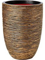 Кашпо Capi nature rib nl vase elegant low black gold D34 H46 см