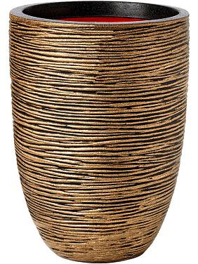 Кашпо Capi nature rib nl vase elegant low black gold Кашпо Capi nature rib nl vase elegant low black gold