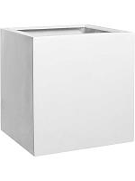 Кашпо Fiberstone block m glossy white L40 W40 H40 см