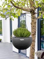 Кашпо подвесное Ola Dom Bowl Rattan 34 (5л) антрацитовый D34 H21 см