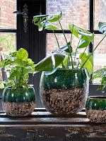 Кашпо Lindy pot green black D30 H25 см