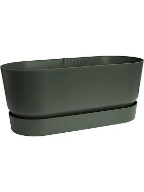 Кашпо Greenville terrace trough wheels leaf green Кашпо Greenville terrace trough wheels leaf green