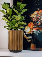 Кашпо Capi nature groove vase high black gold D22 H32 см