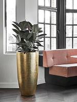 Кашпо Baq metallic silver leaf partner glossy gold (с техническим горшком) D46 H90 см