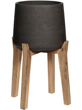Кашпо Rough with feet high patt m black washed Кашпо Rough with feet high patt m black washed