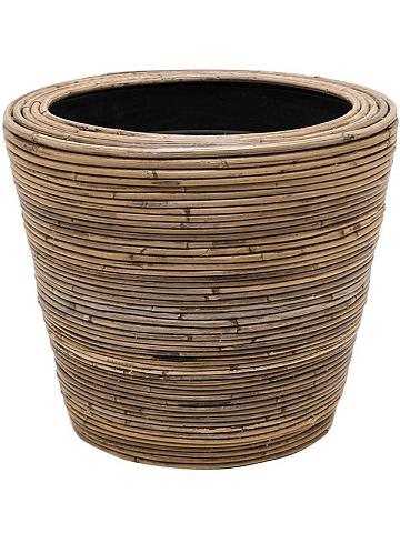 Кашпо Drypot rattan stripe round grey Кашпо Drypot rattan stripe round grey