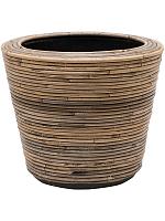 Кашпо Drypot rattan stripe round grey D33 H28 см