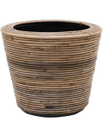 Кашпо Drypot rattan stripe round grey Кашпо Drypot rattan stripe round grey