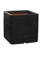 Кашпо Capi nature rib nl planter square black L30 W30 H30 см