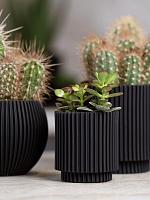 Кашпо Capi nature groove vase cylinder intense black D11 H12 см