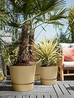 Кашпо с поддоном Greenville round golden sand D25 H23 см