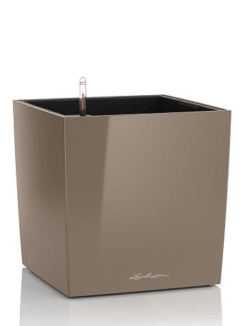 Кашпо Lechuza Cube 40 серо-коричневый лакированный