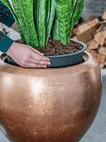 Кашпо Baq metallic silver leaf couple matt copper (с техническим горшком) D60 H55 см