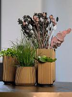 Кашпо Capi nature groove vase high black gold D22 H32 см