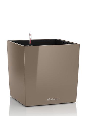 Кашпо Lechuza Cube 30 серо-коричневый лакированный