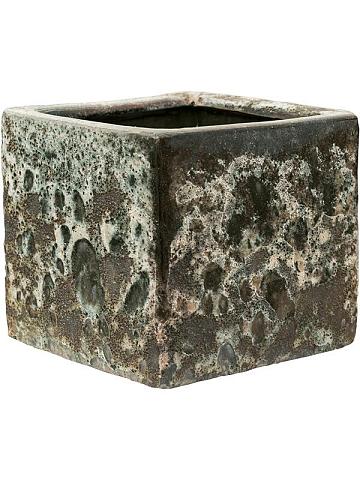 Кашпо Baq lava cube relic jade (glazed inside) Кашпо Baq lava cube relic jade (glazed inside)