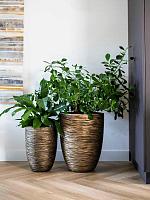 Кашпо Capi nature rib nl vase elegant low black gold D46 H58 см Кашпо Capi nature rib nl vase elegant low black gold D46 H58 см