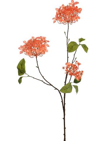Гортензия ветвь с оранжевыми цветами искусственная Гортензия ветвь с оранжевыми цветами искусственная