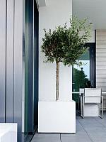 Кашпо Fiberstone block l glossy white L50 W50 H50 см