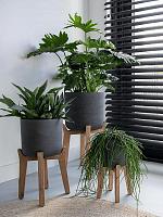 Кашпо Rough with feet low charlie l black washed D25 H34 см