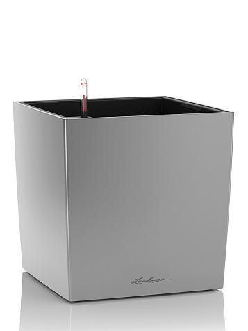 Кашпо Lechuza Cube 40 серебристый металлик